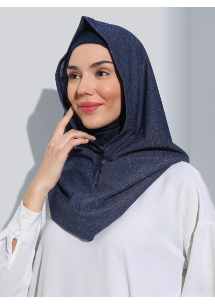 ST300-SİMLİ Abiye Hijab 03 Lacivert- Lacivert -
