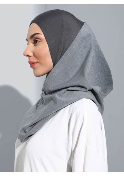 ST300-SİMLİ Abiye Hijab 28 Açık Gri - Açık Gri -