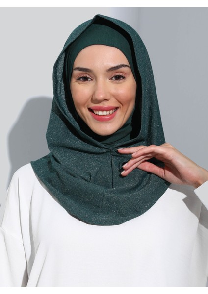 ST300-SİMLİ Abiye Hijab 21 Zümrüt - Zümrüt Yeşili -