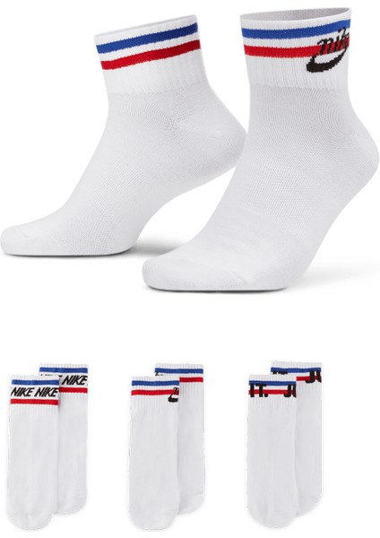 Beyaz Unisex Çorap DX5080-100 Ankle Socks (3 Pairs)