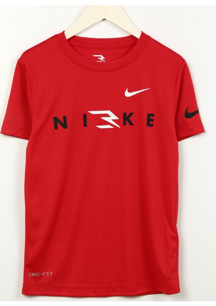 Çocuk Kırmızı Bisiklet Yaka Baskılı T-Shirt 9Q0513-U10 Rwb Dual Logo Drı Fıt Te modelleri