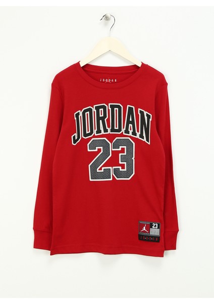 Çocuk Kırmızı Bisiklet Yaka Baskılı Sweatshirt 95C591-R78 Jdb Practıce Flıght Ls T