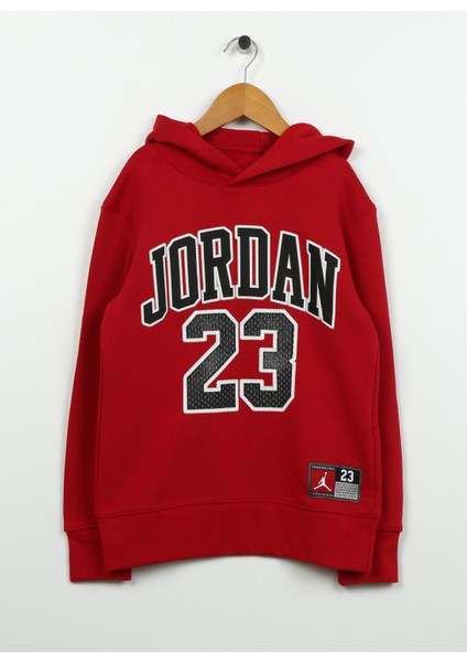 Çocuk Kırmızı Kapüşonlu Baskılı Sweatshirt 95C479-R78 Jdb Jordan Hbr Flc Po Ho