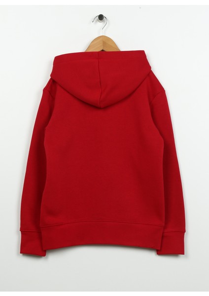 Çocuk Kırmızı Kapüşonlu Baskılı Sweatshirt 95C479-R78 Jdb Jordan Hbr Flc Po Ho modelleri