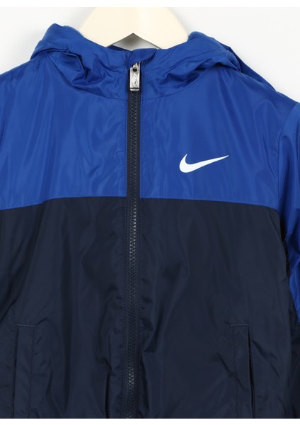 Çocuk Mavi Kapüşonlu Mont 86K992-U90NKB Nıke Fleece Lıned Wov