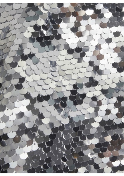 Klasik Yaka Payetli Gümüş Standart Kadın Elbise Jxava Sequın Strap Short Dress Wvn indirimleri