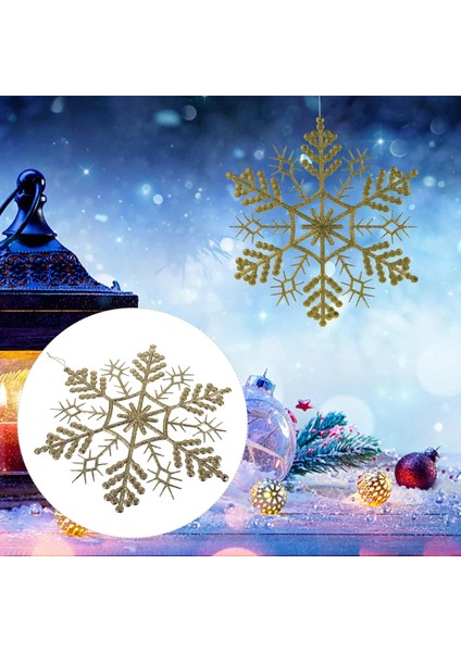 Yılbaşı Süsü Simli Kar Tanesi Altın 35 cm