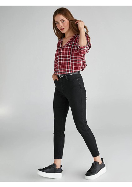 Minimalist Yüksek Bel Dar Paça Kadın Kot Pantolon - Günlük Şıklık modelleri