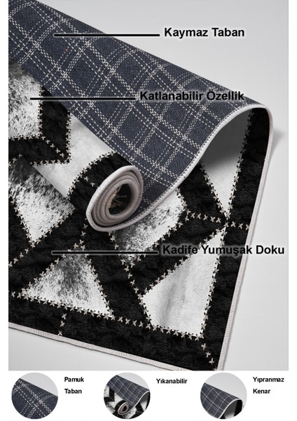 Dijital Salon Halısı Star Pamuk Kaymaz Taban Modern Posy Gri indirimleri