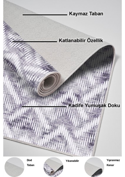 Dijital Salon Halısı Trend Keçe Kaymaz Taban Iskandinav Renata Gri