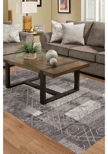 Dijital Salon Halısı Trend Keçe Kaymaz Taban Iskandinav Page Kahve