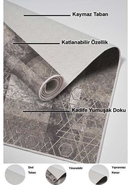 Dijital Salon Halısı Trend Keçe Kaymaz Taban Iskandinav Page Kahve indirimleri