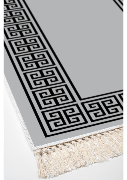 Dijital Mutfak Halısı Trend Keçe Kaymaz Taban Saçaklı Modern Penelope Gri fırsatları