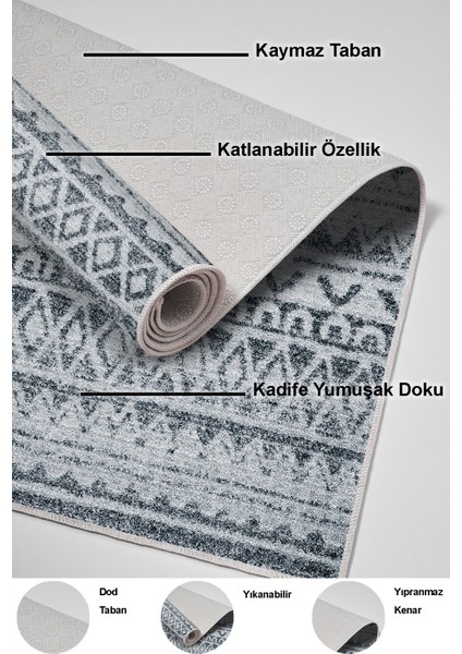 Dijital Salon Halısı Trend Keçe Kaymaz Taban Iskandinav Mali Lacivert indirimleri