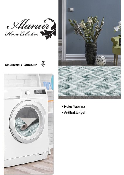Dijital Salon Halısı Trend Keçe Kaymaz Taban Iskandinav Renata Yeşil modelleri