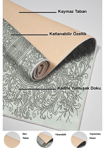 Dijital Mutfak Halısı Yıldız Deri Kaymaz Taban Modern Katrina Yeşil