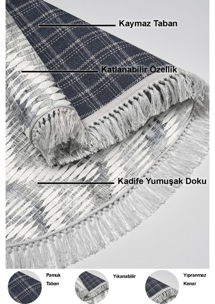 Dijital Mutfak Halısı Star Pamuk Kaymaz Taban Saçaklı Oval Iskandinav Renata Antrasit indirimleri