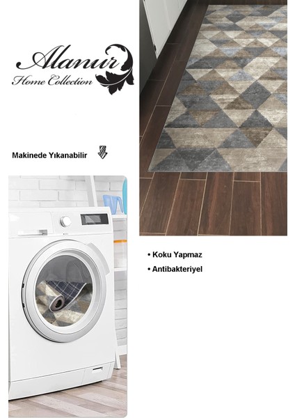 Dijital Mutfak Halısı Star Pamuk Kaymaz Taban Iskandinav Kitty Bej modelleri