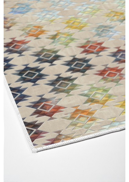 Dijital Mutfak Halısı Yıldız Deri Kaymaz Taban Modern Cyan Renkli fırsatları