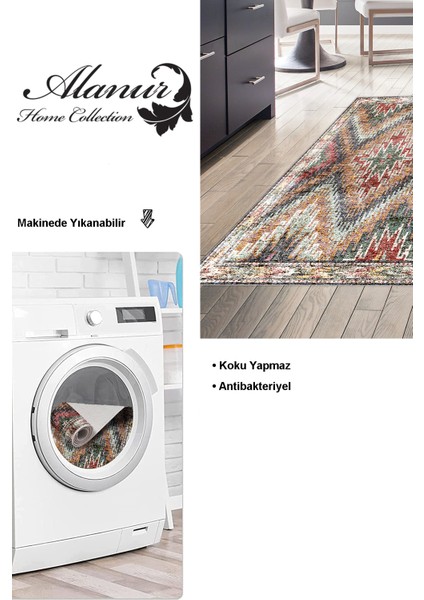 Dijital Mutfak Halısı Trend Keçe Kaymaz Taban Iskandinav Olwen Renkli