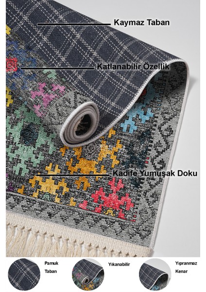 Dijital Mutfak Halısı Star Pamuk Kaymaz Taban Saçaklı Iskandinav Leesa Renkli indirimleri