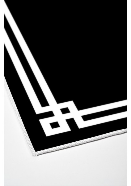 Dijital Mutfak Halısı Star Pamuk Kaymaz Taban Modern Jaz Siyah fırsatları