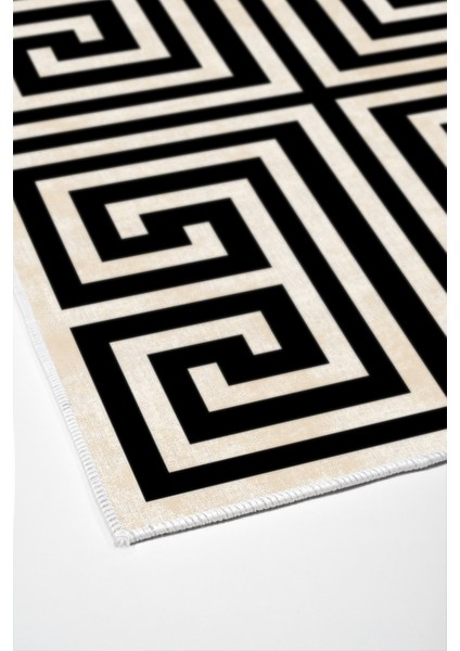 Dijital Mutfak Halısı Yıldız Deri Kaymaz Taban Modern Jem Siyah fırsatları