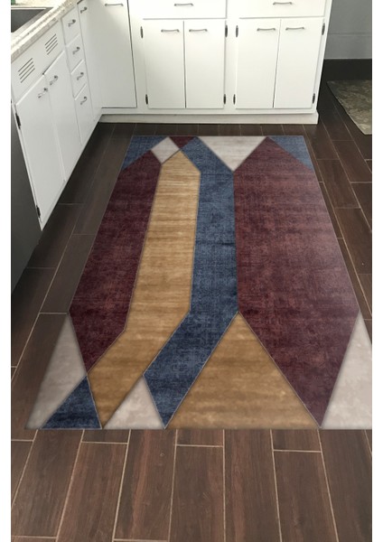 Dijital Mutfak Halısı Star Pamuk Kaymaz Taban Modern Indiana Renkli