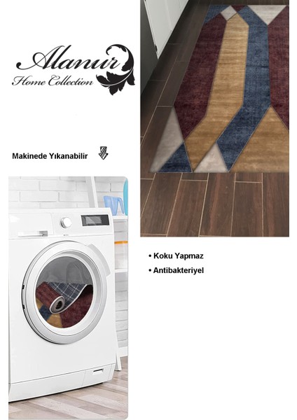 Dijital Mutfak Halısı Star Pamuk Kaymaz Taban Modern Indiana Renkli modelleri