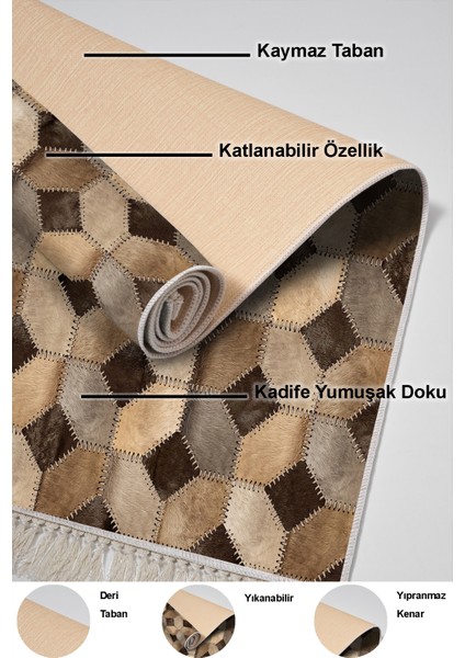 Dijital Mutfak Halısı Yıldız Deri Kaymaz Taban Saçaklı Modern Tanya Kahve indirimleri