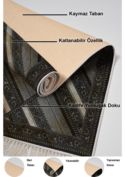 Dijital Mutfak Halısı Yıldız Deri Kaymaz Taban Saçaklı Modern Jonna Kahve indirimleri