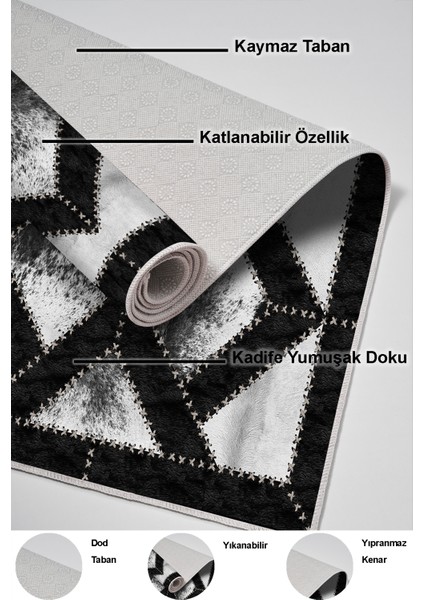 Dijital Mutfak Halısı Trend Keçe Kaymaz Taban Modern Posy Gri indirimleri