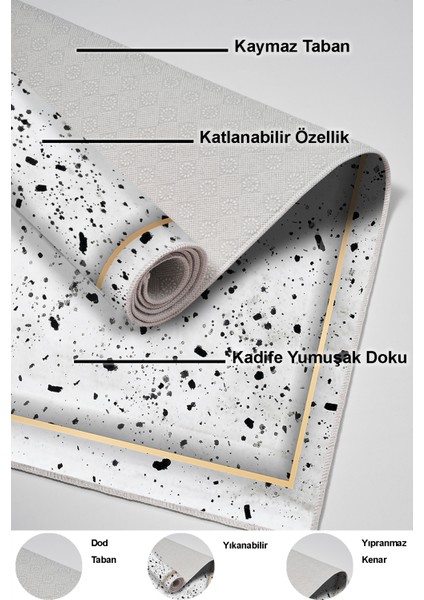 Dijital Mutfak Halısı Trend Keçe Kaymaz Taban Modern Leann Krem indirimleri