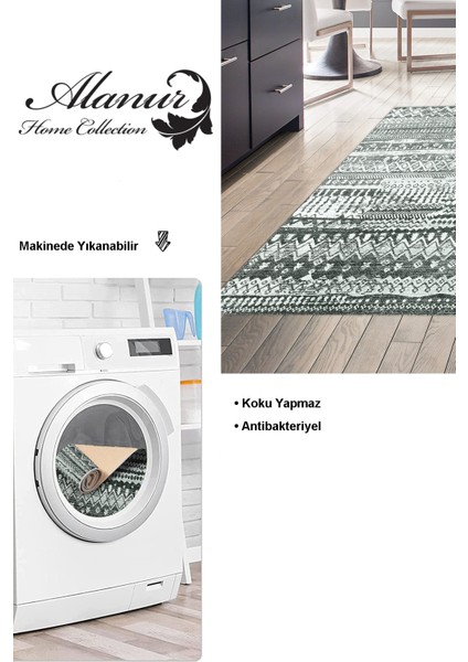 Dijital Mutfak Halısı Yıldız Deri Kaymaz Taban Iskandinav Ysabel Silver modelleri