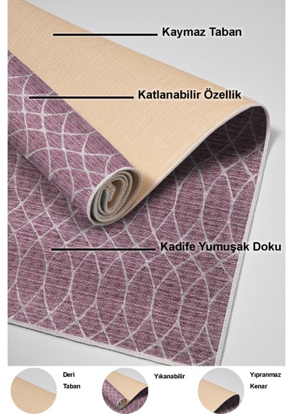 Dijital Mutfak Halısı Yıldız Deri Kaymaz Taban Iskandinav Celestine Gül Kurusu