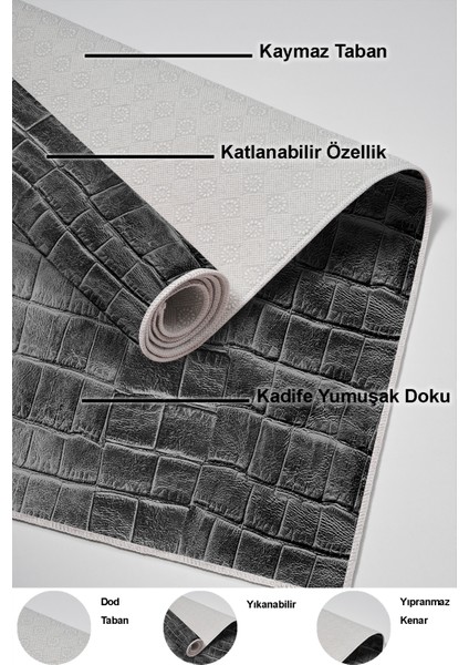 Dijital Mutfak Halısı Trend Keçe Kaymaz Taban Modern Blaithin Gri indirimleri