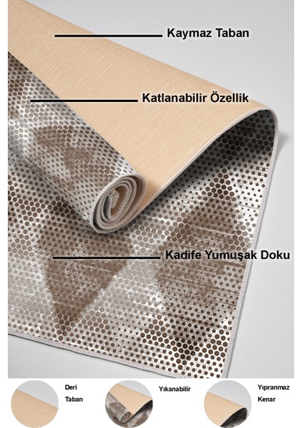 Dijital Mutfak Halısı Yıldız Deri Kaymaz Taban Iskandinav Amaris Kahve