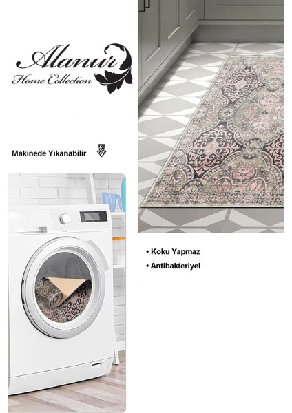 Dijital Mutfak Halısı Yıldız Deri Kaymaz Taban Modern Osana Pudra