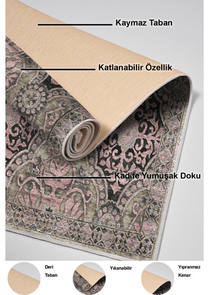 Dijital Mutfak Halısı Yıldız Deri Kaymaz Taban Modern Osana Pudra