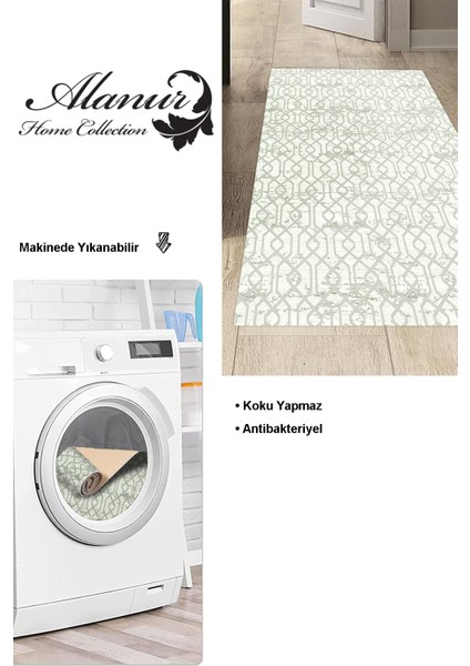 Dijital Mutfak Halısı Yıldız Deri Kaymaz Taban Modern Eliana Yeşil
