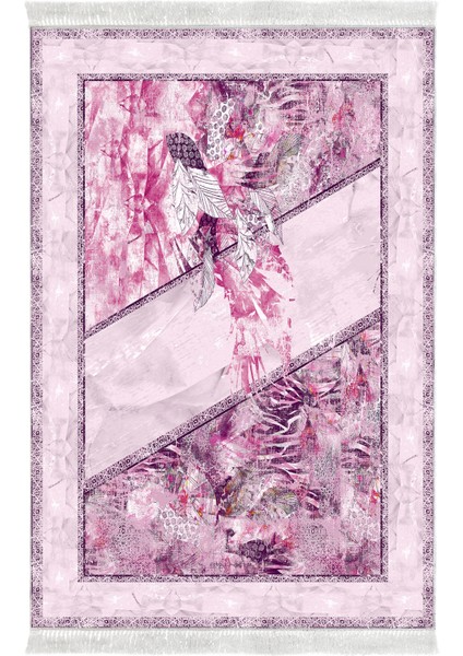 Dijital Salon Halısı Trend Keçe Kaymaz Taban Saçaklı Modern Kristalena Pudra fiyatları