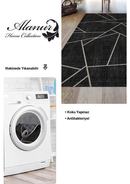 Dijital Salon Halısı Star Pamuk Kaymaz Taban Modern Shavonne Siyah modelleri