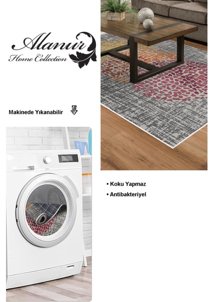 Dijital Salon Halısı Star Pamuk Kaymaz Taban Modern Saeran Krem Oranj Kırmızı modelleri