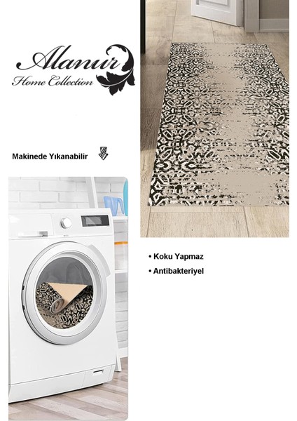 Dijital Mutfak Halısı Yıldız Deri Kaymaz Taban Iskandinav Terceiro Kahve