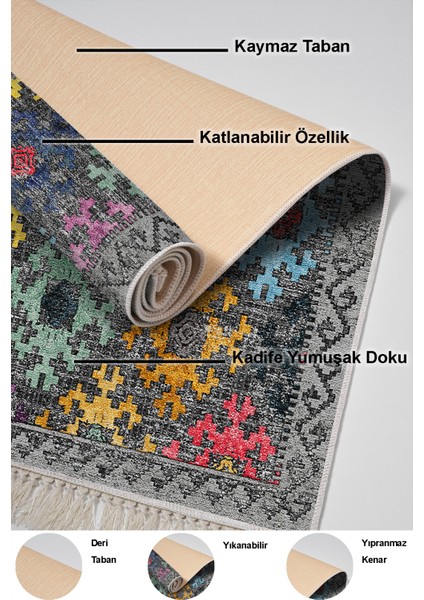 Dijital Mutfak Halısı Yıldız Deri Kaymaz Taban Saçaklı Iskandinav Leesa Renkli indirimleri