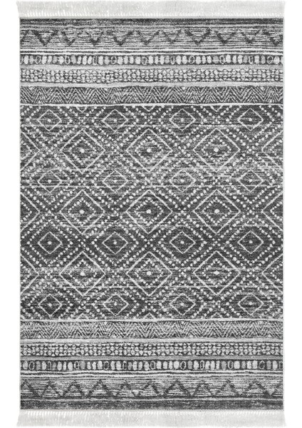 Dijital Salon Halısı Yıldız Deri Kaymaz Taban Saçaklı Iskandinav Liz Antrasit fiyatları