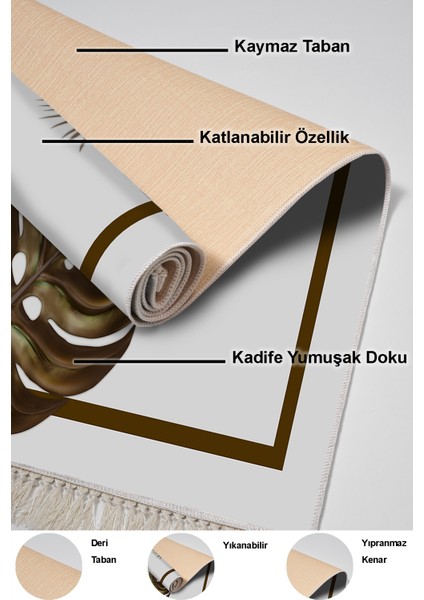 Dijital Salon Halısı Yıldız Deri Kaymaz Taban Saçaklı Modern Alys Krem indirimleri