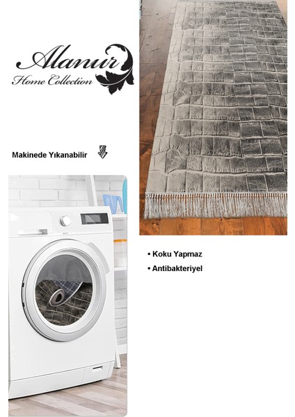 Dijital Mutfak Halısı Star Pamuk Kaymaz Taban Saçaklı Modern Blaithin Bej modelleri