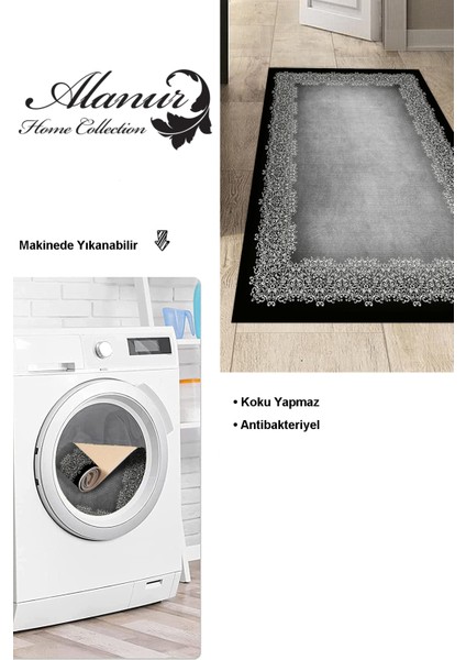 Dijital Mutfak Halısı Yıldız Deri Kaymaz Taban Modern Roana Gri modelleri