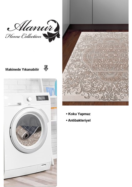 Dijital Mutfak Halısı Star Pamuk Kaymaz Taban Modern Katrina Kahve modelleri